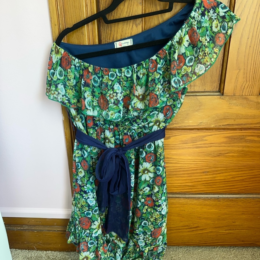 One shoulder floral dress